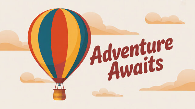 Hot air balloon adventure travel and tourism concept vector illustration for travel agency and vacation 100