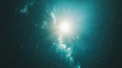 Ethereal Turquoise Nebula with Radiant Starburst and Cosmic Dust Clouds