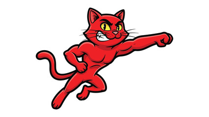 Super Cat: A brave, muscular, red cat is flying forward with a determined expression, poised for action. This dynamic image is a symbol of agility, bravery, and empowerment. 