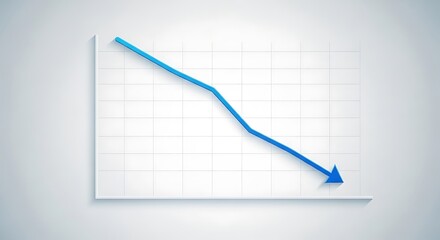 Falling Blue Line Graph Showing Decline in Data or Performance