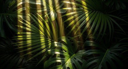 Jungle Leaves with Sunlight