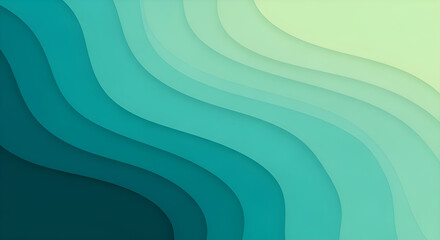 Abstract layered background with wavy lines in shades of blue and green creating a depth effect
