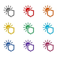 Sun protect shield  icon isolated on white background. Set icons colorful