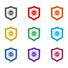 UV protection  icon isolated on white background. Set icons colorful