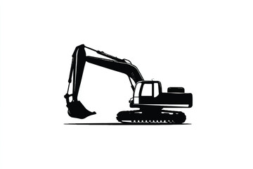 Excavator heavy equipment vector illustration in black silhouette style perfect for industrial designs and construction materials websites