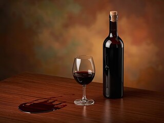 the wine that was on the table and a little spilled