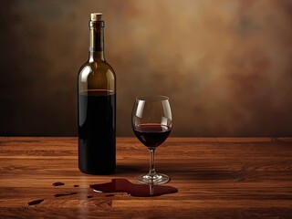 the wine that was on the table and a little spilled