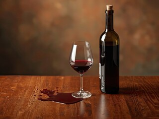 the wine that was on the table and a little spilled