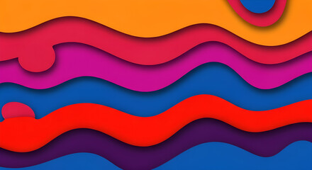 Vibrant abstract background featuring wavy layers in a spectrum of colors for a modern and eyecatching design