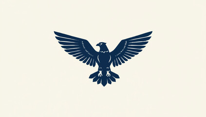 Obraz premium Majestic eagle soars with wings spread in bold silhouette and minimalist design aesthetic for logo