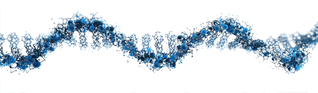 Abstract wavy pattern of small, clustered, light-blue shapes on a white background