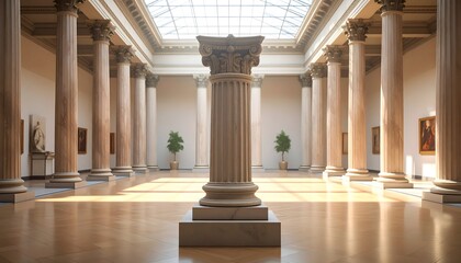 Obraz premium Grand Museum Interior With Corinthian Column and Natural Light