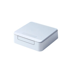 Modern White Plastic Storage Box with Lid - Isometric View