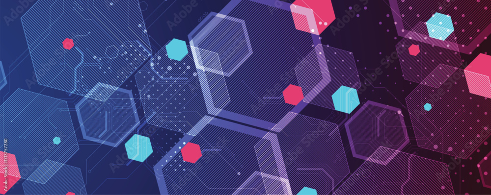 Poster abstract circuit technology and science background with geometric elements