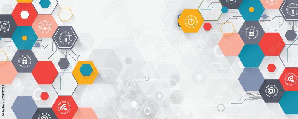 Poster abstract circuit technology and science background with geometric elements