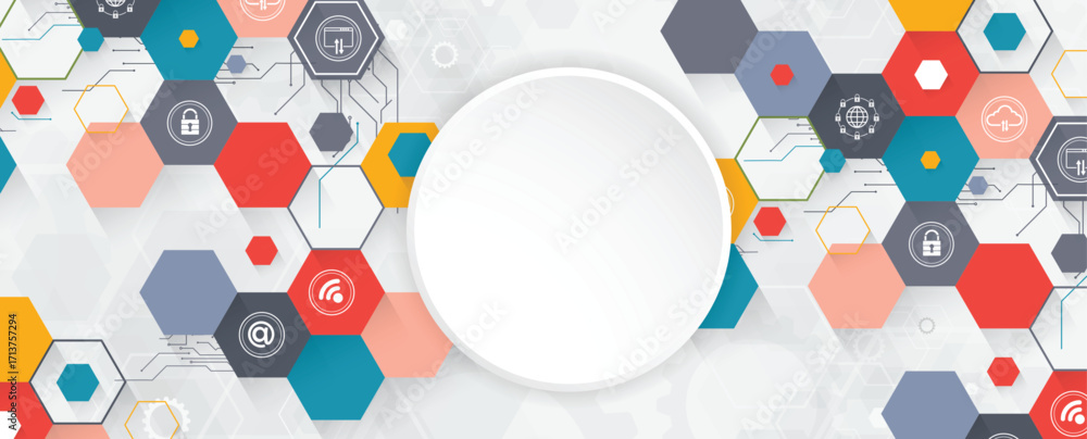 Poster abstract circuit technology and science background with geometric elements