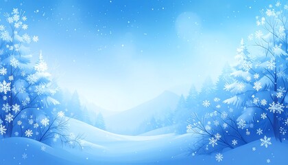 Winter landscape with snow and trees