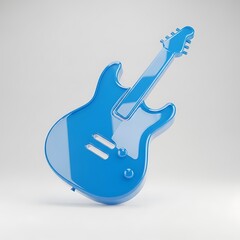 Obraz premium Blue Electric Guitar Glossy Style