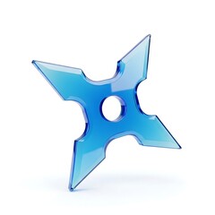 Obraz premium Blue Throwing Star on White Background