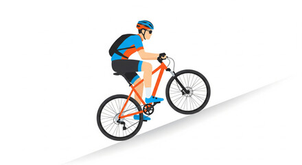 Fototapeta premium A stylized illustration of a cyclist ascending a hill.