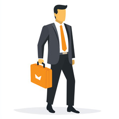 Businessman in Suit with Briefcase Walking Forward with Purpose