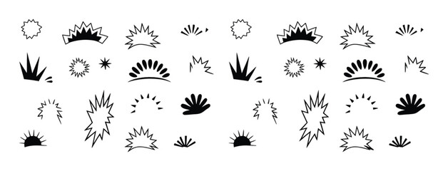Collection of Black and White Abstract Burst and Sunburst Graphics