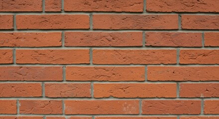 Obraz premium Close-up of a textured red brick wall with gray mortar