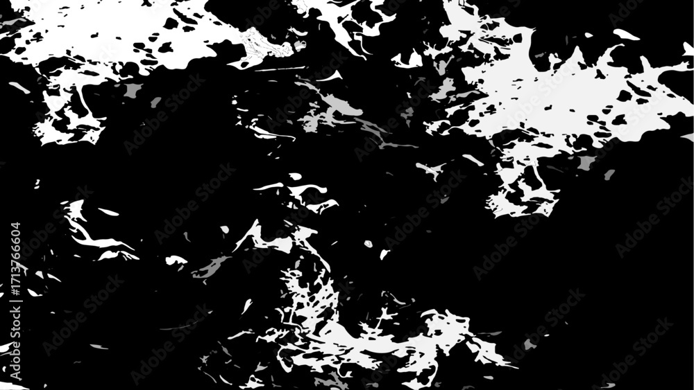 Poster abstract black and gray texture with sharp irregular splashes and bold flat tones. fragmented ink bl