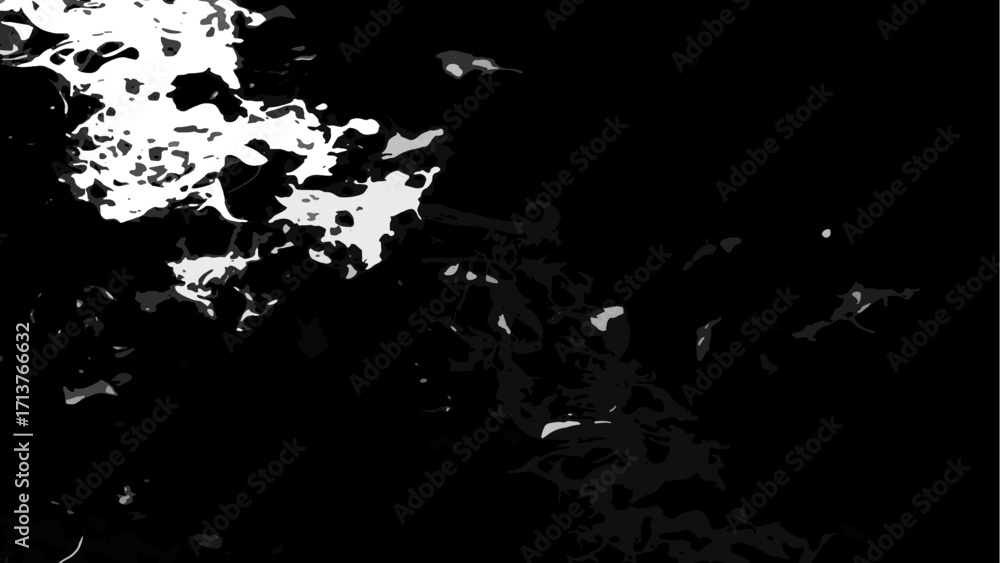Poster abstract black and gray texture with sharp irregular splashes and bold flat tones. fragmented ink bl