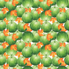 seamless pattern with melon and leaf