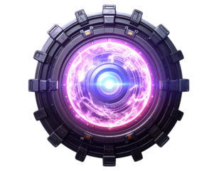 Sci-fi radiant power core with futuristic glow isolated on transparent background PNG
