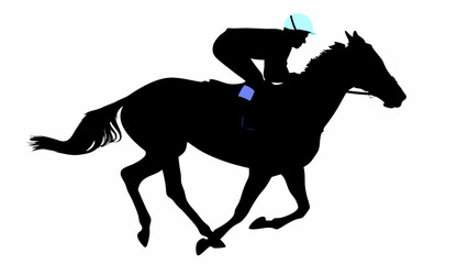 Obraz premium Dynamic silhouette of jockey racing horse, capturing speed and equestrian sport excitement