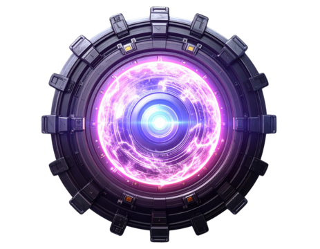 Sci-fi radiant power core with futuristic glow isolated on transparent background PNG