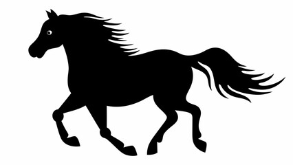 Obraz premium Elegant black horse silhouette running free, a symbol of power and grace in motion