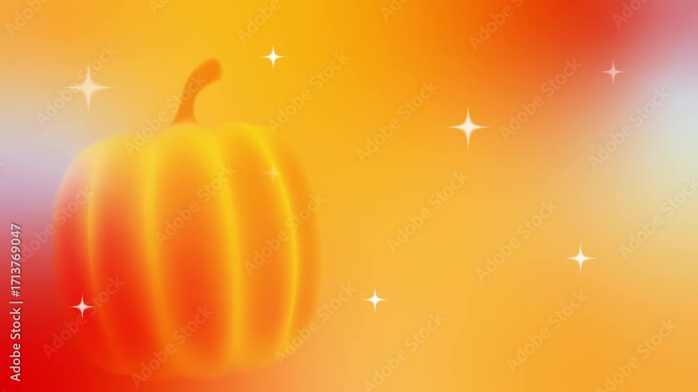 Poster animated cozy autumn background with a pumpkin in a minimalist style. motion graphics with a soft gr