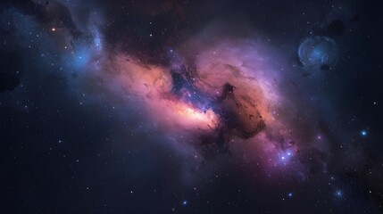 Obraz premium Vibrant cosmic nebula with stars and gas clouds in deep space