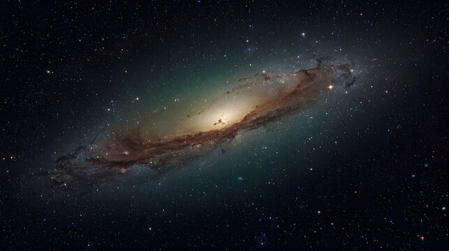 Vibrant spiral galaxy with glowing core and nebulae in deep space