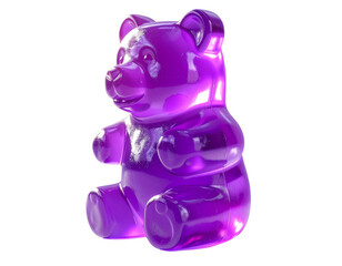 Purple gummy bear candy with glossy finish isolated on transparent background PNG
