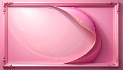 A decorative, ornate picture frame with a flowing, pink ribbon design.