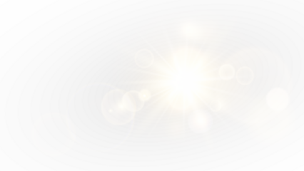 A bright sun flare light effect PNG overlay that features a glowing round bokeh on a transparent background