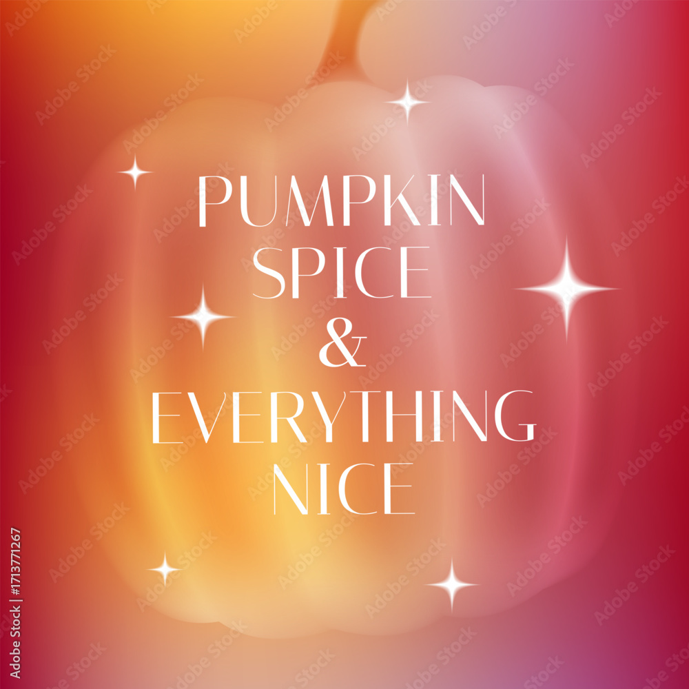 Poster aesthetic autumn postcard with a pumpkin in a minimalist style with a soft gradient. vector template