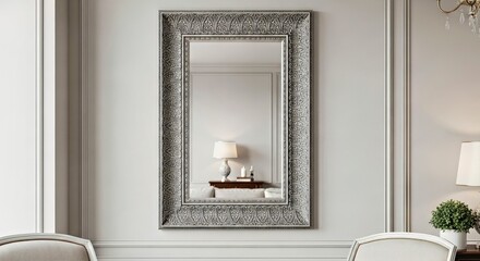Elegant Blank Decorative Mirror Frame Mockup in a Living Area