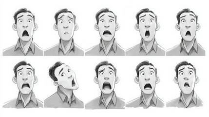 Man expressing shock with various expressions