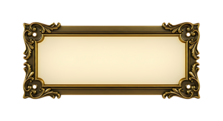 Park lantern-inspired metallic frame nameplate isolated on transparent background