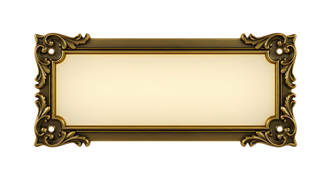 Park lantern-inspired metallic frame nameplate isolated on transparent background