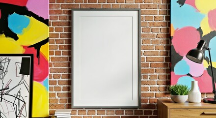 Vibrant Eclectic Wall Art Poster Mockup in a Creative Urban Loft