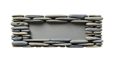 Pebble-stacked stone nameplate inspired by park fountains isolated on transparent background