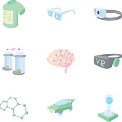 Electronic devices of future icons set