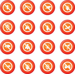 No insect sign icons vector set