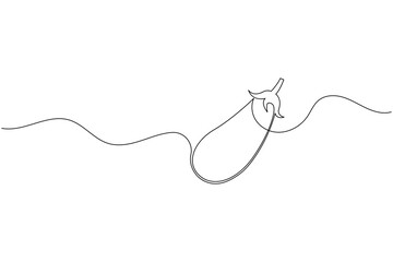 Fototapeta premium Eggplant continuous one line drawing of vegetable in minimalist style. Perfect for food, organic, and healthy lifestyle design